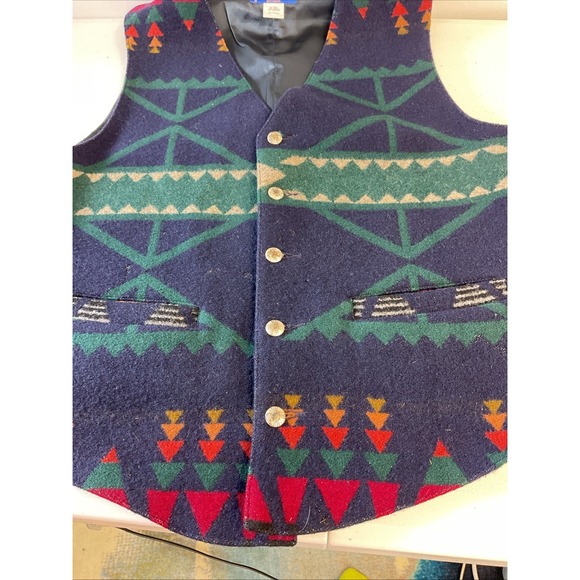 Pendleton Mens 44 Wool Vest High Grade Western Wear Aztec Southwestern - Picture 4 of 14